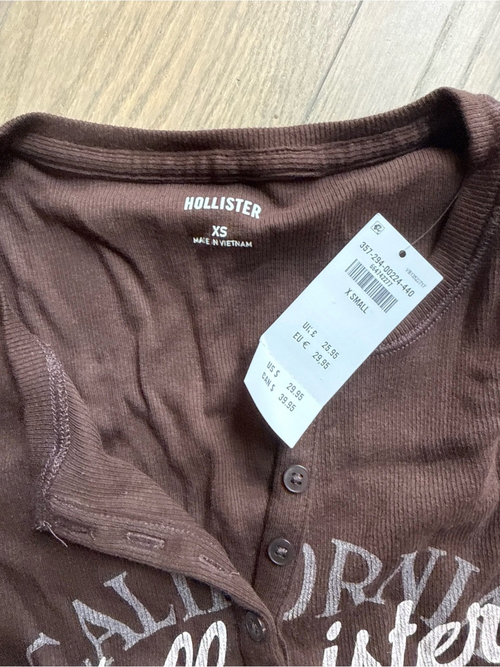 Hollister Women’s Brown Ribbed Henley Sweater - Picture 2 of 2